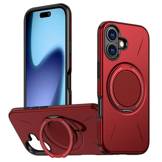 For iPhone 17 Metal Rotation Holder MagSafe TPU Hybrid PC Phone Case(Red) - iPhone 17 Cases by buy2fix | Online Shopping UK | buy2fix