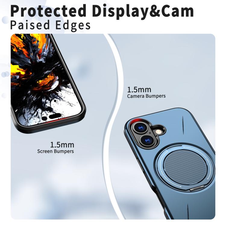 For iPhone 17 Metal Rotation Holder MagSafe TPU Hybrid PC Phone Case(Navy Blue) - iPhone 17 Cases by buy2fix | Online Shopping UK | buy2fix