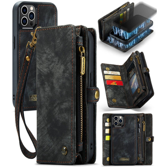 For iPhone 12 / 12 Pro CaseMe-008 Detachable Multifunctional Wallet Leather Phone Case (Black) - iPhone 12 / 12 Pro Cases by CaseMe | Online Shopping UK | buy2fix