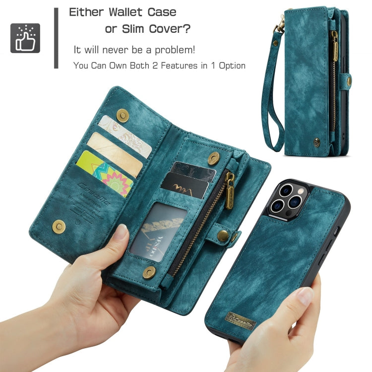 For iPhone 12 / 12 Pro CaseMe-008 Detachable Multifunctional Wallet Leather Phone Case (Blue) - iPhone 12 / 12 Pro Cases by CaseMe | Online Shopping UK | buy2fix