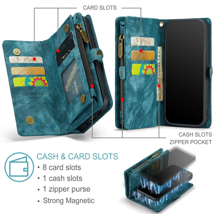 For iPhone 12 / 12 Pro CaseMe-008 Detachable Multifunctional Wallet Leather Phone Case (Blue) - iPhone 12 / 12 Pro Cases by CaseMe | Online Shopping UK | buy2fix