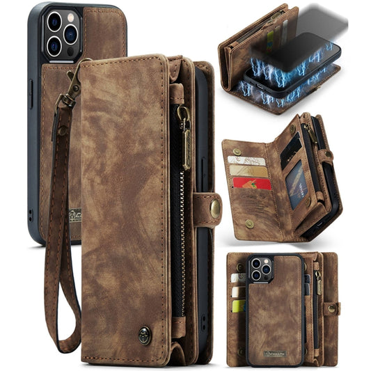 For iPhone 12 / 12 Pro CaseMe-008 Detachable Multifunctional Wallet Leather Phone Case (Brown) - iPhone 12 / 12 Pro Cases by CaseMe | Online Shopping UK | buy2fix