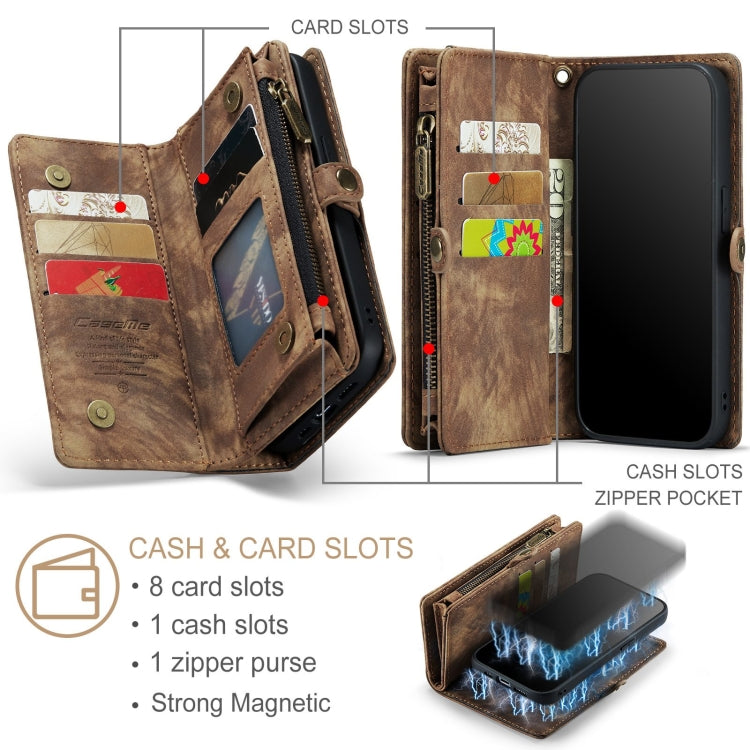 For iPhone 12 / 12 Pro CaseMe-008 Detachable Multifunctional Wallet Leather Phone Case (Brown) - iPhone 12 / 12 Pro Cases by CaseMe | Online Shopping UK | buy2fix