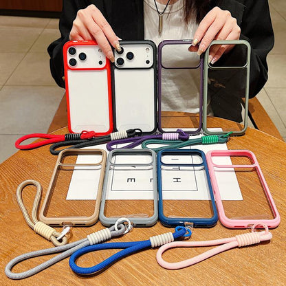 For iPhone Air Solid Color Edge Transparency Acrylic TPU Phone Case with Wrist Strap(Dark Purple) - iPhone Air Cases by buy2fix | Online Shopping UK | buy2fix