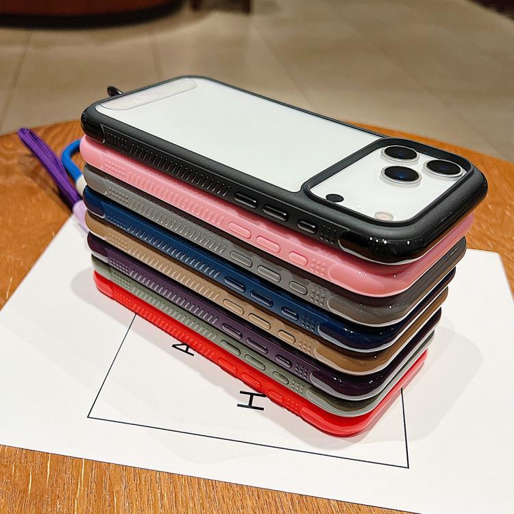 For iPhone Air Solid Color Edge Transparency Acrylic TPU Phone Case with Wrist Strap(Army Green) - iPhone Air Cases by buy2fix | Online Shopping UK | buy2fix