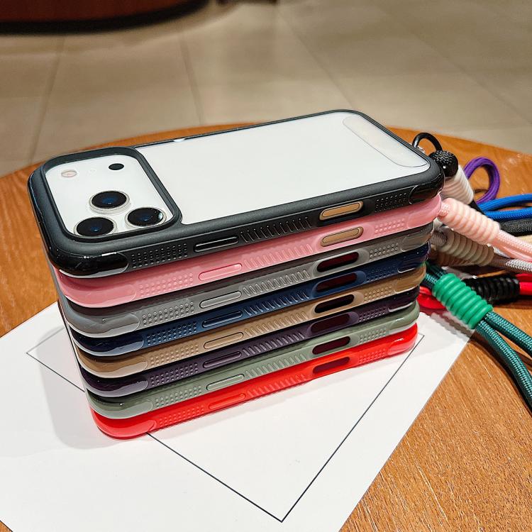 For iPhone Air Solid Color Edge Transparency Acrylic TPU Phone Case with Wrist Strap(Red) - iPhone Air Cases by buy2fix | Online Shopping UK | buy2fix