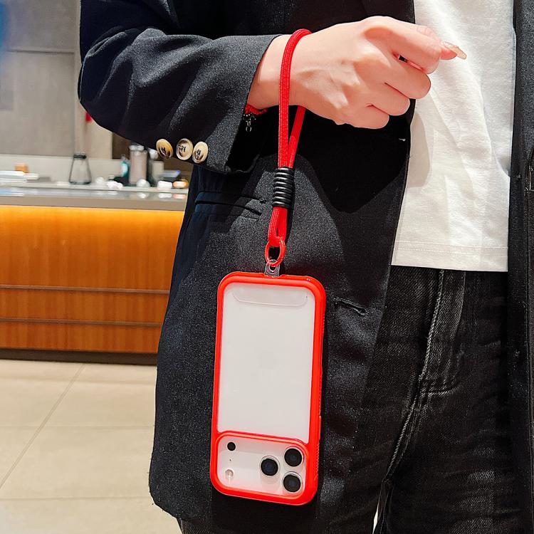 For iPhone Air Solid Color Edge Transparency Acrylic TPU Phone Case with Wrist Strap(Pink) - iPhone Air Cases by buy2fix | Online Shopping UK | buy2fix