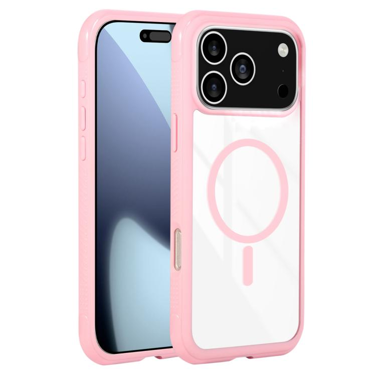 For iPhone 17 Pro Max Solid Color Edge Transparency MagSafe Magnetic Phone Case(Pink) - iPhone 17 Pro Max Cases by buy2fix | Online Shopping UK | buy2fix