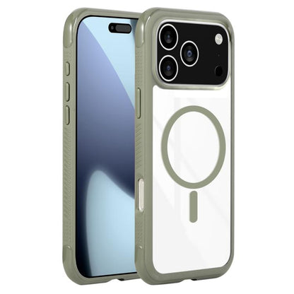 For iPhone 17 Pro Max Solid Color Edge Transparency MagSafe Magnetic Phone Case(Army Green) - iPhone 17 Pro Max Cases by buy2fix | Online Shopping UK | buy2fix