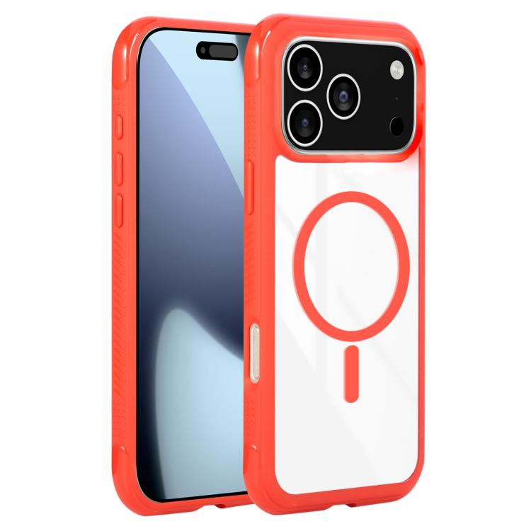 For iPhone 17 Pro Max Solid Color Edge Transparency MagSafe Magnetic Phone Case(Red) - iPhone 17 Pro Max Cases by buy2fix | Online Shopping UK | buy2fix