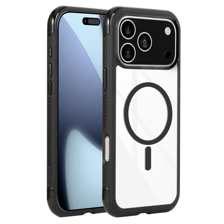 For iPhone 17 Pro Max Solid Color Edge Transparency MagSafe Magnetic Phone Case(Black) - iPhone 17 Pro Max Cases by buy2fix | Online Shopping UK | buy2fix
