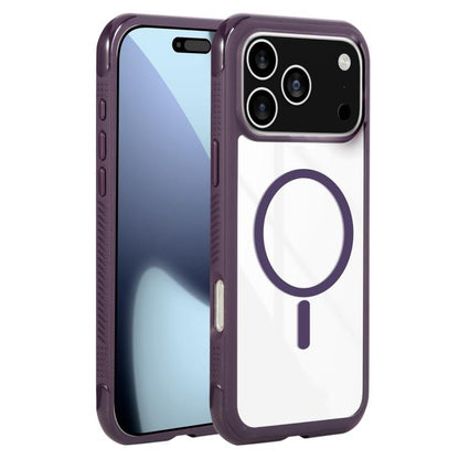 For iPhone 17 Pro Solid Color Edge Transparency MagSafe Magnetic Phone Case(Dark Purple) - iPhone 17 Pro Cases by buy2fix | Online Shopping UK | buy2fix