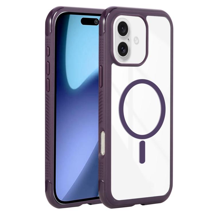 For iPhone 17 Solid Color Edge Transparency MagSafe Magnetic Phone Case(Dark Purple) - iPhone 17 Cases by buy2fix | Online Shopping UK | buy2fix