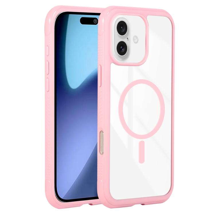 For iPhone 17 Solid Color Edge Transparency MagSafe Magnetic Phone Case(Pink) - iPhone 17 Cases by buy2fix | Online Shopping UK | buy2fix