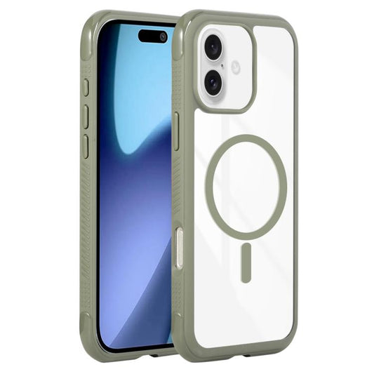 For iPhone 17 Solid Color Edge Transparency MagSafe Magnetic Phone Case(Army Green) - iPhone 17 Cases by buy2fix | Online Shopping UK | buy2fix