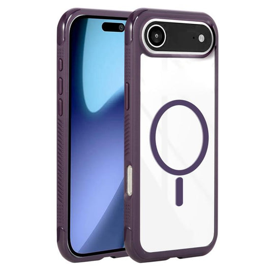 For iPhone Air Solid Color Edge Transparency MagSafe Magnetic Phone Case(Dark Purple) - iPhone Air Cases by buy2fix | Online Shopping UK | buy2fix