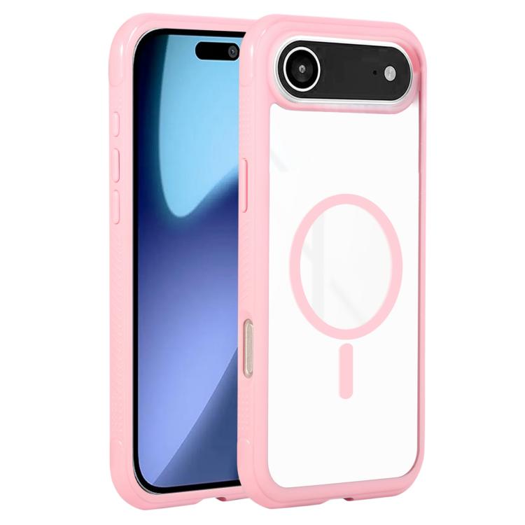 For iPhone Air Solid Color Edge Transparency MagSafe Magnetic Phone Case(Pink) - iPhone Air Cases by buy2fix | Online Shopping UK | buy2fix