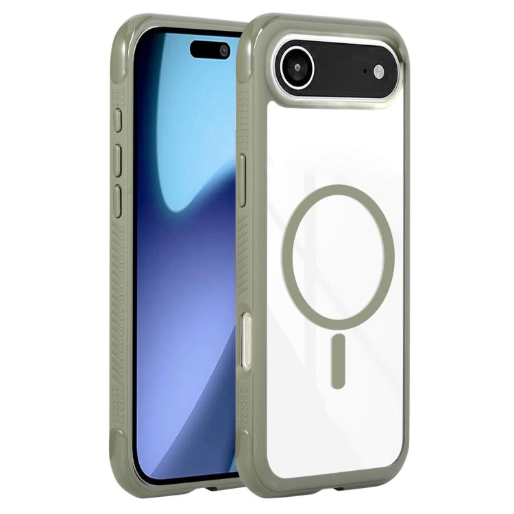 For iPhone Air Solid Color Edge Transparency MagSafe Magnetic Phone Case(Army Green) - iPhone Air Cases by buy2fix | Online Shopping UK | buy2fix