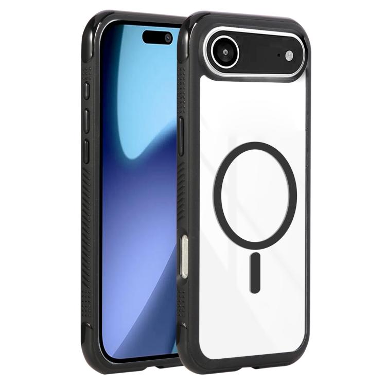 For iPhone Air Solid Color Edge Transparency MagSafe Magnetic Phone Case(Black) - iPhone Air Cases by buy2fix | Online Shopping UK | buy2fix