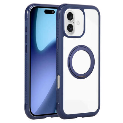 For iPhone 17 Solid Color Edge Transparency Rotation Holder MagSafe Phone Case(Royal Blue) - iPhone 17 Cases by buy2fix | Online Shopping UK | buy2fix