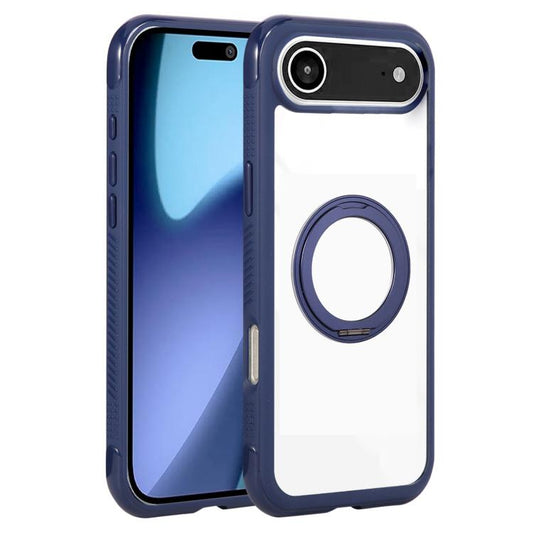 For iPhone Air Solid Color Edge Transparency Rotation Holder MagSafe Phone Case(Royal Blue) - iPhone Air Cases by buy2fix | Online Shopping UK | buy2fix