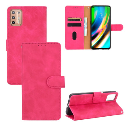 For Motorola Moto G9 Plus Solid Color Skin Feel Magnetic Buckle Horizontal Flip Calf Texture PU Leather Case with Holder & Card Slots & Wallet(Rose Red) by buy2fix