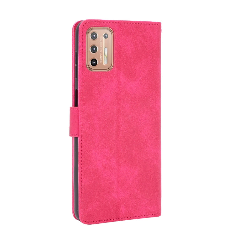 For Motorola Moto G9 Plus Solid Color Skin Feel Magnetic Buckle Horizontal Flip Calf Texture PU Leather Case with Holder & Card Slots & Wallet(Rose Red) by buy2fix