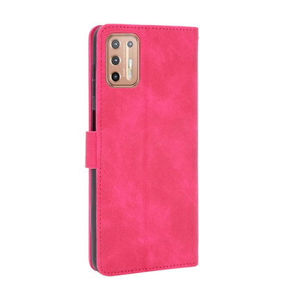 For Motorola Moto G9 Plus Solid Color Skin Feel Magnetic Buckle Horizontal Flip Calf Texture PU Leather Case with Holder & Card Slots & Wallet(Rose Red) by buy2fix