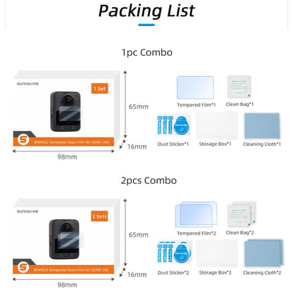 2pcs Sunnylife Screen Protector Tempered Glass Protective Film For DJI Osmo 360(Transparent) - Protective Film & Stickers by Sunnylife | Online Shopping UK | buy2fix