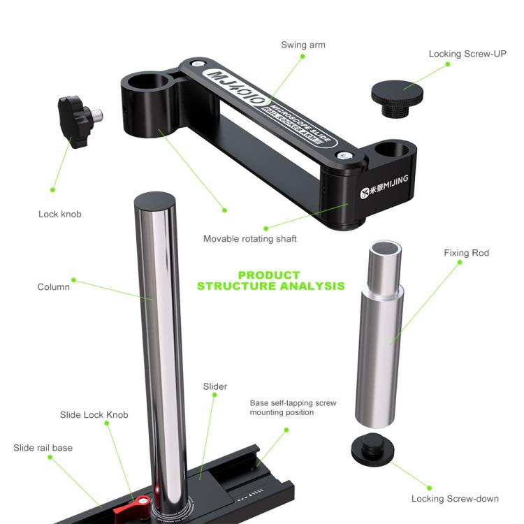Mijing MJ4010 32mm 360 Universal Metal Swing Arm Liftable Fixed Stand with Slide Rails - Others by MIJING | Online Shopping UK | buy2fix