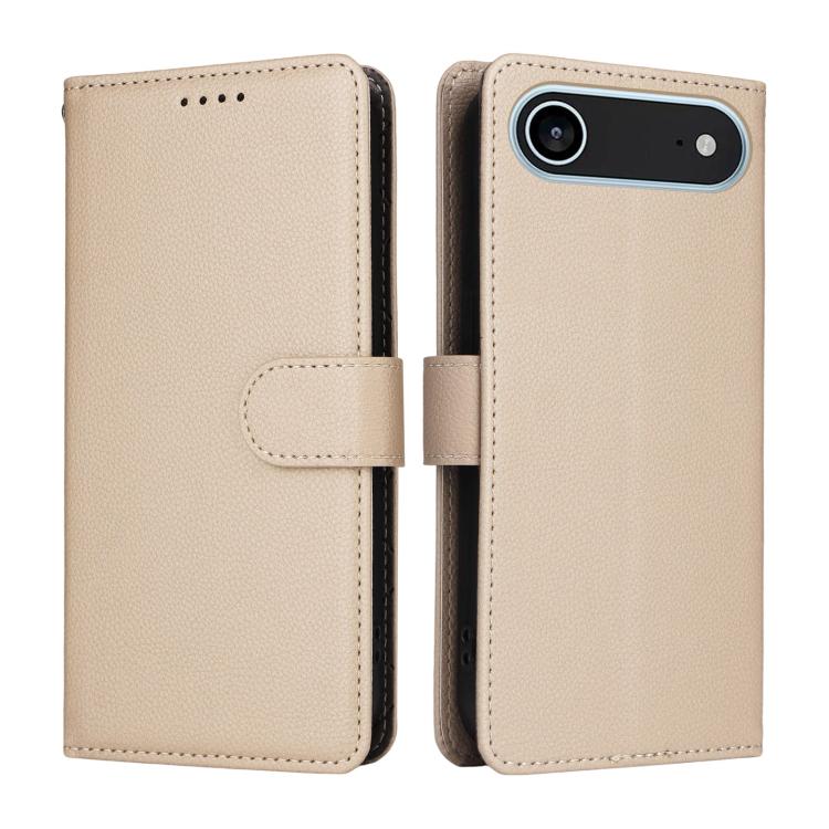 For iPhone Air Litchi Texture RFID Blocking 3-Card Wallet Leather Phone Case(Beige) - iPhone Air Cases by buy2fix | Online Shopping UK | buy2fix