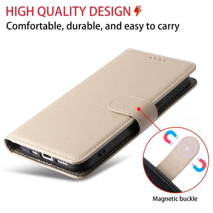 For iPhone Air Litchi Texture RFID Blocking 3-Card Wallet Leather Phone Case(Beige) - iPhone Air Cases by buy2fix | Online Shopping UK | buy2fix
