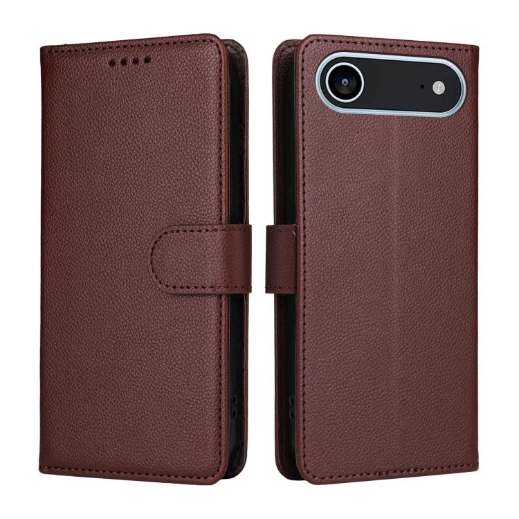 For iPhone Air Litchi Texture RFID Blocking 3-Card Wallet Leather Phone Case(Brown) - iPhone Air Cases by buy2fix | Online Shopping UK | buy2fix