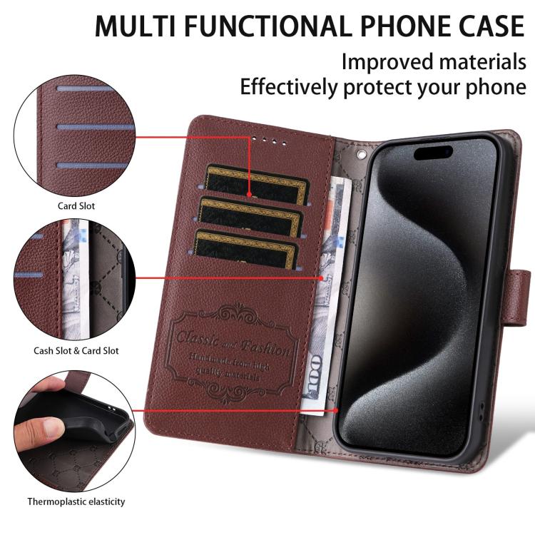 For iPhone Air Litchi Texture RFID Blocking 3-Card Wallet Leather Phone Case(Brown) - iPhone Air Cases by buy2fix | Online Shopping UK | buy2fix