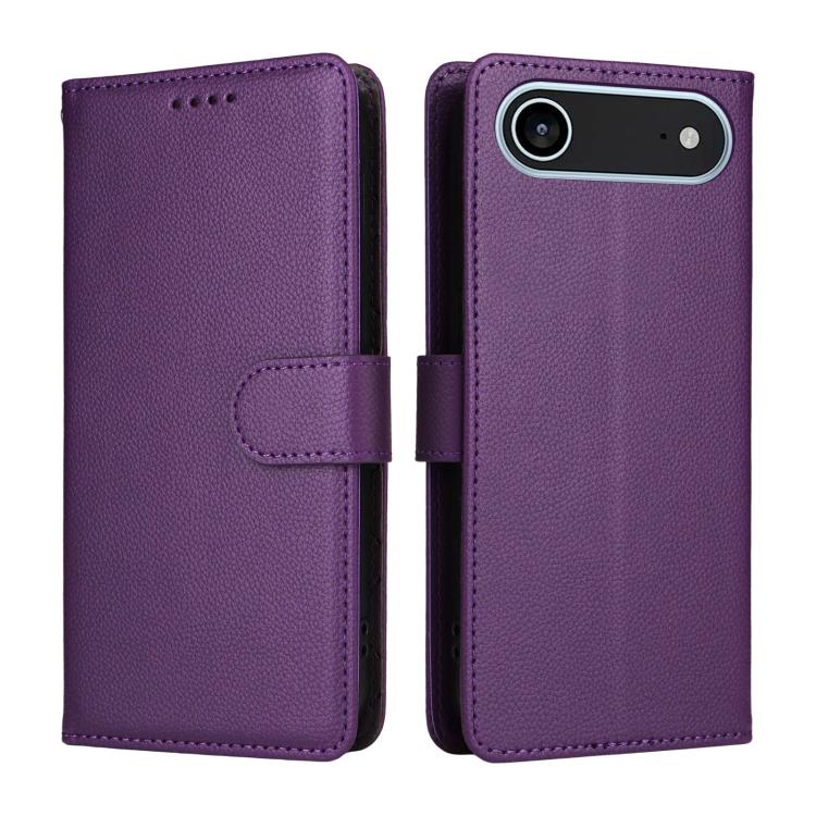For iPhone Air Litchi Texture RFID Blocking 3-Card Wallet Leather Phone Case(Purple) - iPhone Air Cases by buy2fix | Online Shopping UK | buy2fix