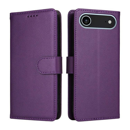 For iPhone Air Litchi Texture RFID Blocking 3-Card Wallet Leather Phone Case(Purple) - iPhone Air Cases by buy2fix | Online Shopping UK | buy2fix