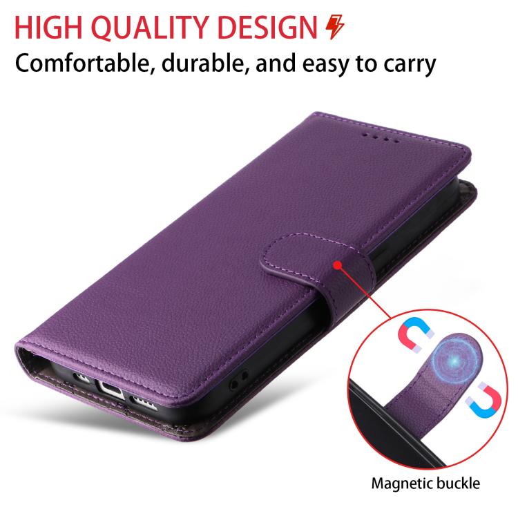 For iPhone Air Litchi Texture RFID Blocking 3-Card Wallet Leather Phone Case(Purple) - iPhone Air Cases by buy2fix | Online Shopping UK | buy2fix