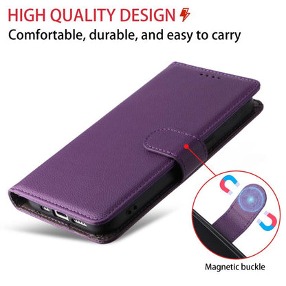 For iPhone Air Litchi Texture RFID Blocking 3-Card Wallet Leather Phone Case(Purple) - iPhone Air Cases by buy2fix | Online Shopping UK | buy2fix