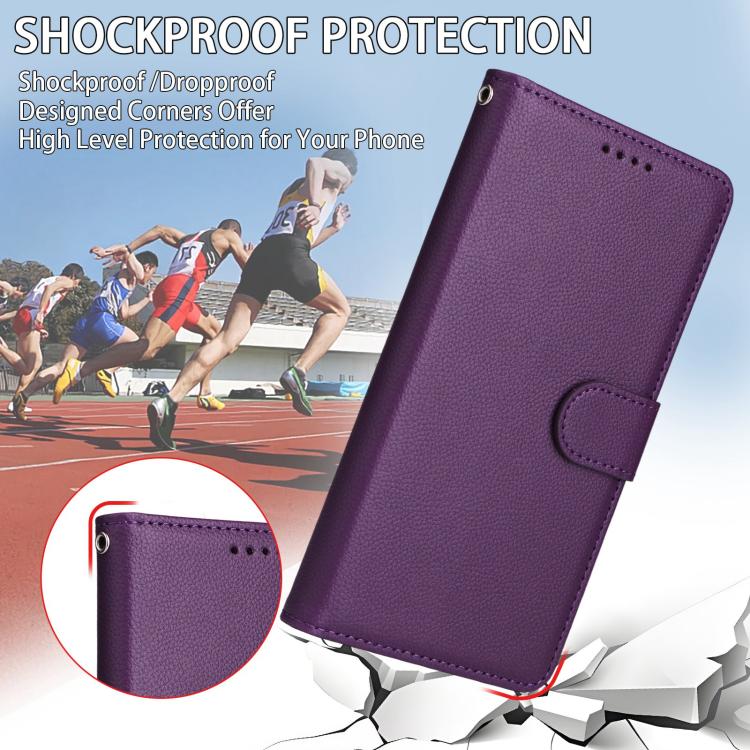 For iPhone Air Litchi Texture RFID Blocking 3-Card Wallet Leather Phone Case(Purple) - iPhone Air Cases by buy2fix | Online Shopping UK | buy2fix