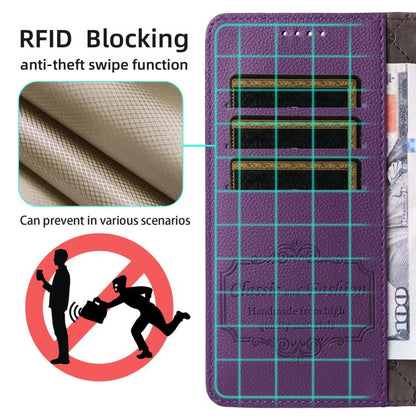 For iPhone Air Litchi Texture RFID Blocking 3-Card Wallet Leather Phone Case(Purple) - iPhone Air Cases by buy2fix | Online Shopping UK | buy2fix