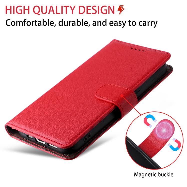 For iPhone Air Litchi Texture RFID Blocking 3-Card Wallet Leather Phone Case(Red) - iPhone Air Cases by buy2fix | Online Shopping UK | buy2fix
