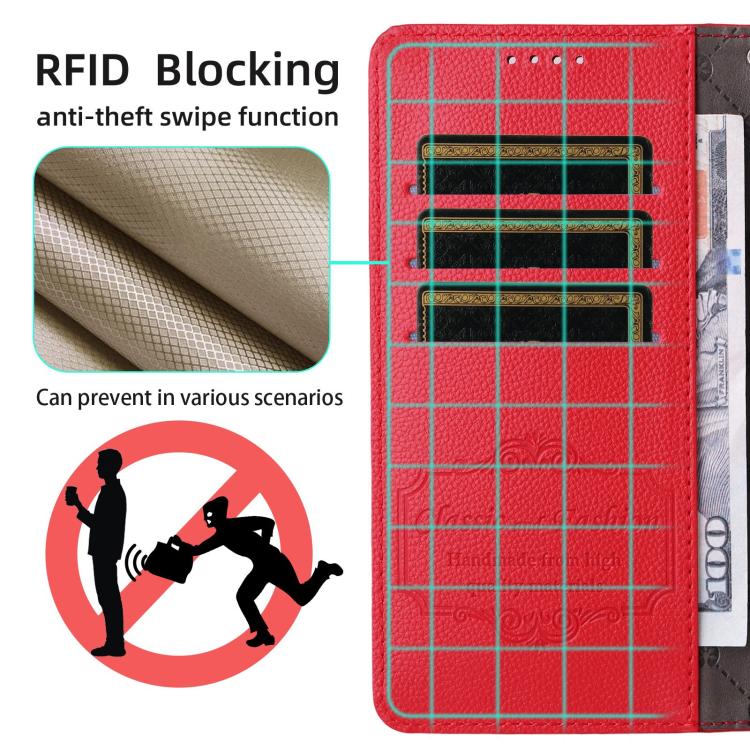 For iPhone Air Litchi Texture RFID Blocking 3-Card Wallet Leather Phone Case(Red) - iPhone Air Cases by buy2fix | Online Shopping UK | buy2fix
