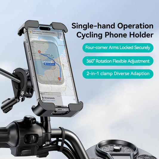 USAMS ZJ082 360-degree Universal Ball Motocycle Cycling Phone Holder(Black) - Holder by USAMS | Online Shopping UK | buy2fix