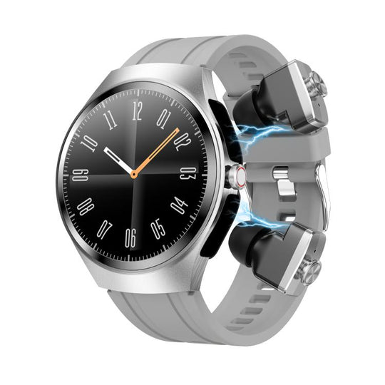 F39 1.43 inch AMOLED Screen 2 in 1 Bluetooth Earphone Smart Watch, Support Bluetooth Call / NFC(Grey Silicone)