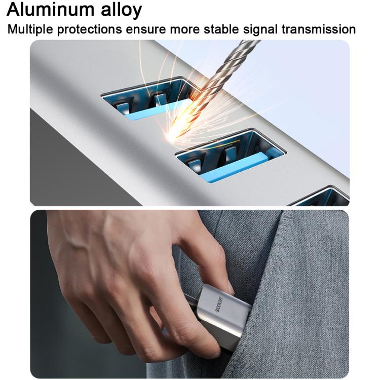 USB -C / Type-C Elbow to RJ45 and 3 x USB-A Aluminum Alloy Shell HUB Adapter Expander(Grey) - USB HUB by buy2fix | Online Shopping UK | buy2fix