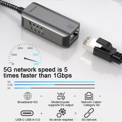 USB -C / Type-C Elbow to RJ45 Aluminum Alloy Shell Ethernet HUB Adapter(Silver) - USB HUB by buy2fix | Online Shopping UK | buy2fix