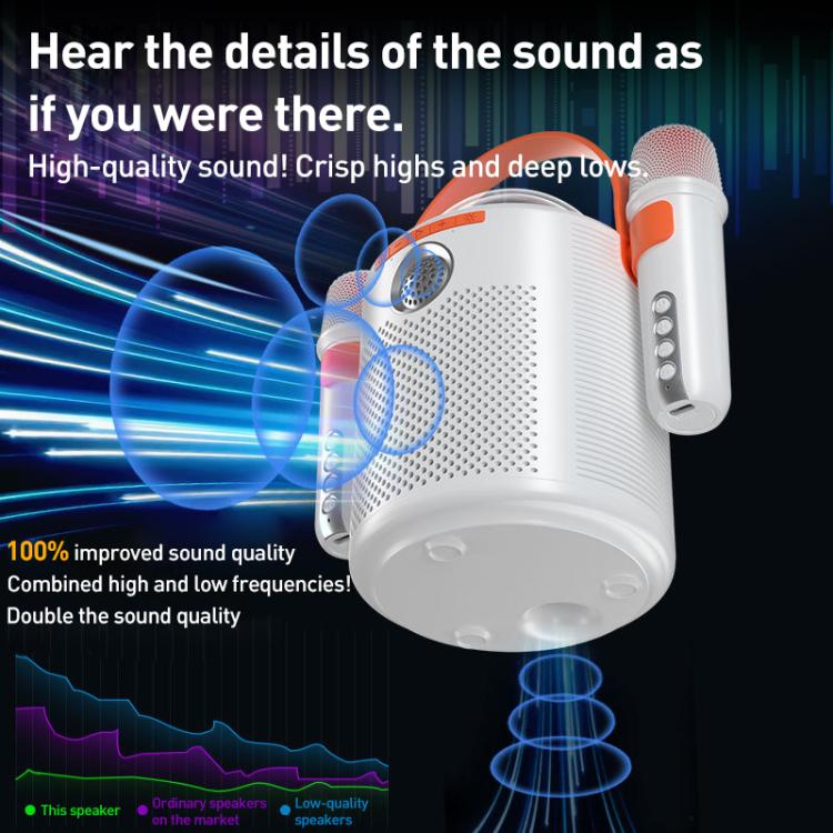 Lebo Y11 Outdoor Portable Wireless Karaoke Dual Microphone Bluetooth Speaker(White) - Desktop Speaker by buy2fix | Online Shopping UK | buy2fix