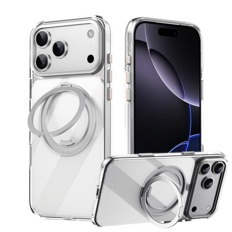 For iPhone 17 Pro Max Gear 360 Rotation MagSafe Holder Phone Case(Transparent) - iPhone 17 Pro Max Cases by buy2fix | Online Shopping UK | buy2fix