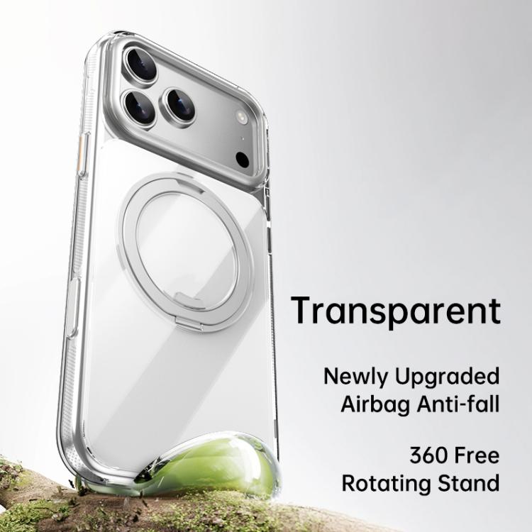 For iPhone 17 Pro Gear 360 Rotation MagSafe Holder Phone Case(Transparent) - iPhone 17 Pro Cases by buy2fix | Online Shopping UK | buy2fix