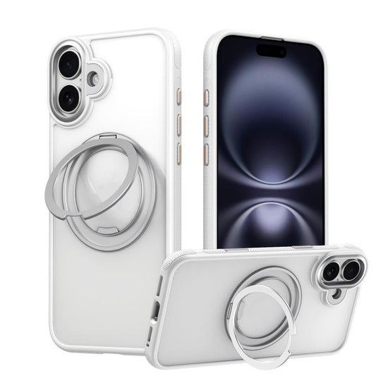For iPhone 17 Gear 360 Rotation MagSafe Holder Phone Case(White) - iPhone 17 Cases by buy2fix | Online Shopping UK | buy2fix